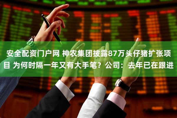 安全配资门户网 神农集团披露87万头仔猪扩张项目 为何时隔一年又有大手笔？公司：去年已在跟进